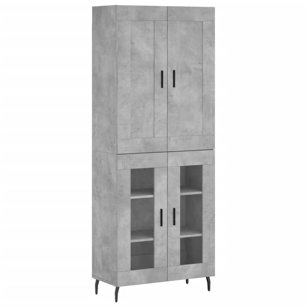Highboard Concrete Grey 69.5x34x180 cm Engineered Wood