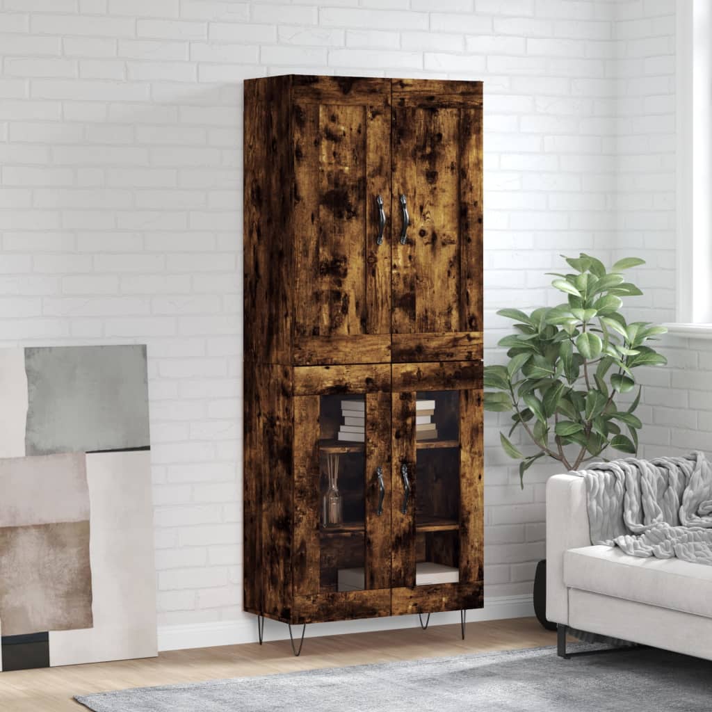 Highboard Smoked Oak 69.5x34x180 cm Engineered Wood