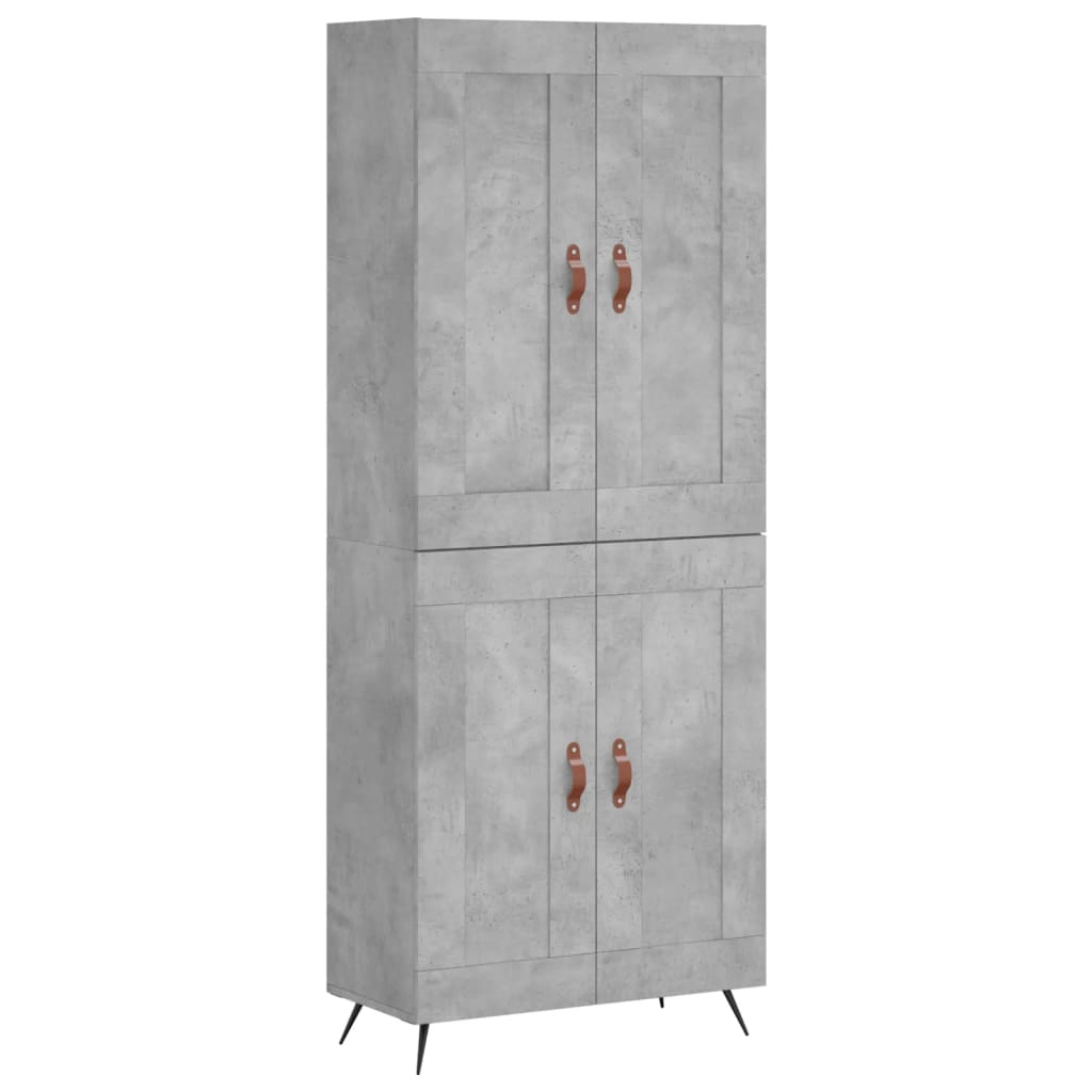 Highboard Concrete Grey 69.5x34x180 cm Engineered Wood