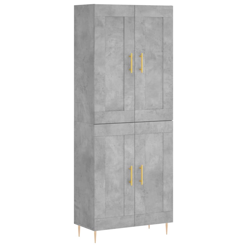 Highboard Concrete Grey 69.5x34x180 cm Engineered Wood
