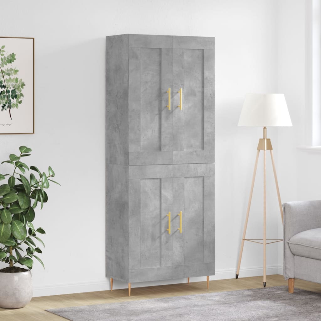 Highboard Concrete Grey 69.5x34x180 cm Engineered Wood