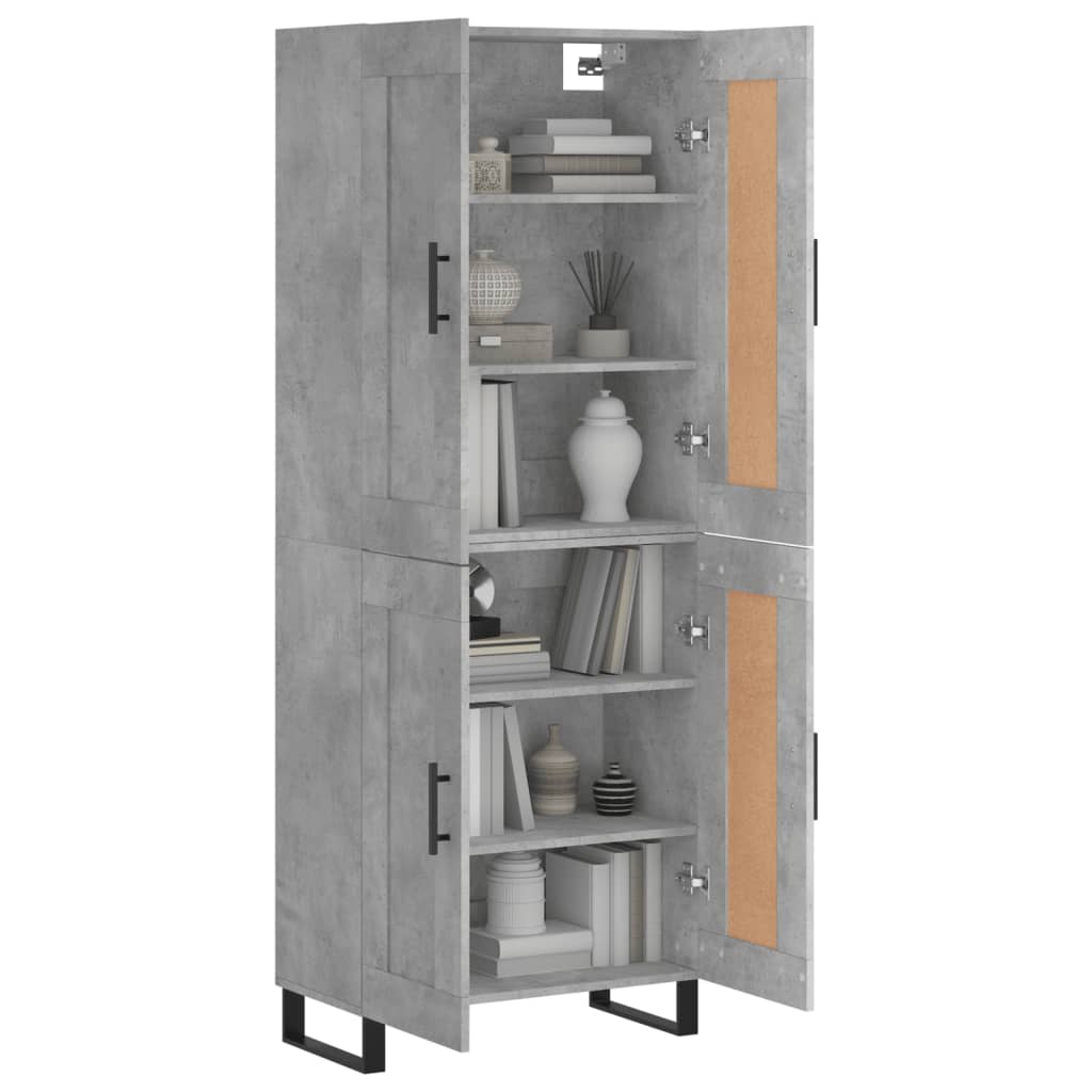 Highboard Concrete Grey 69.5x34x180 cm Engineered Wood