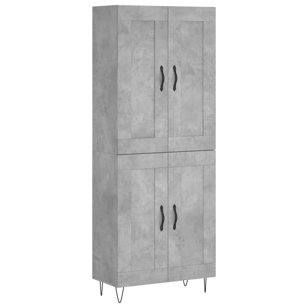 Highboard Concrete Grey 69.5x34x180 cm Engineered Wood