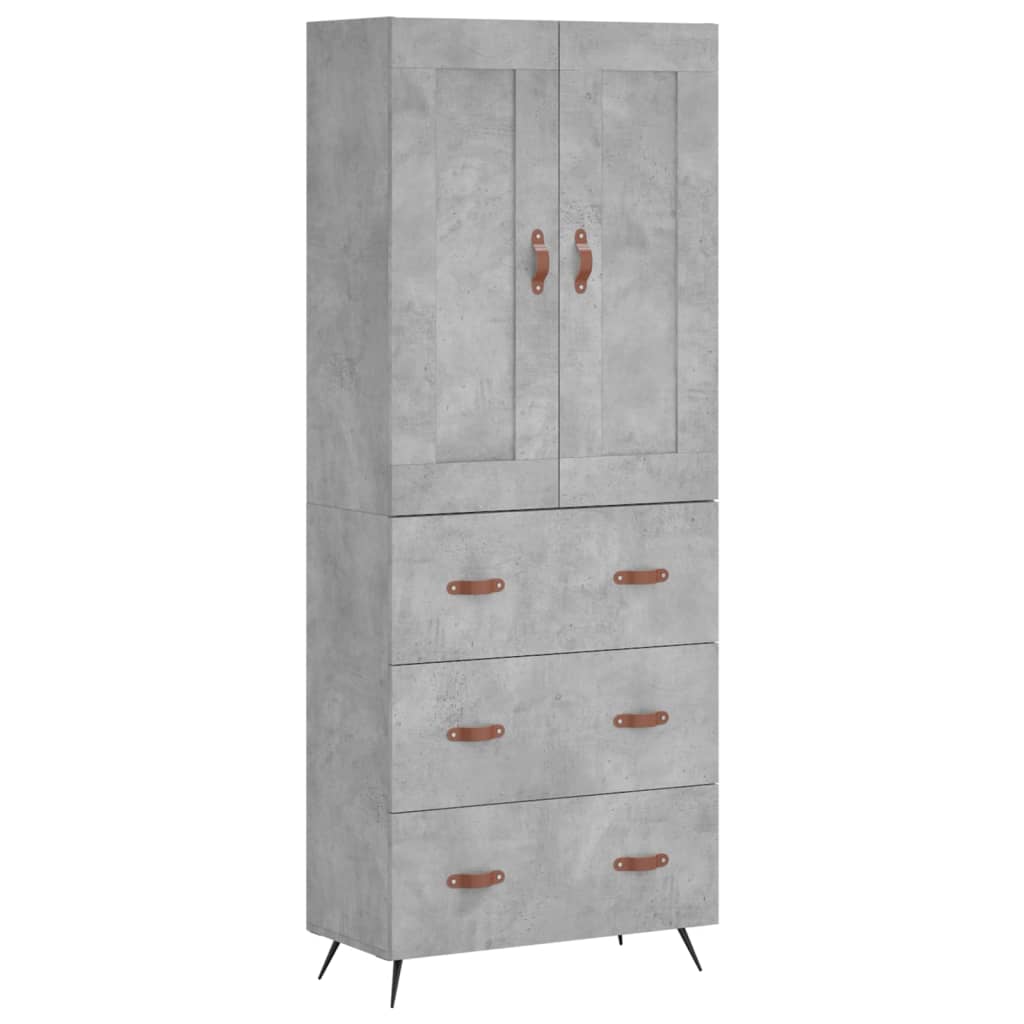 Highboard Concrete Grey 69.5x34x180 cm Engineered Wood