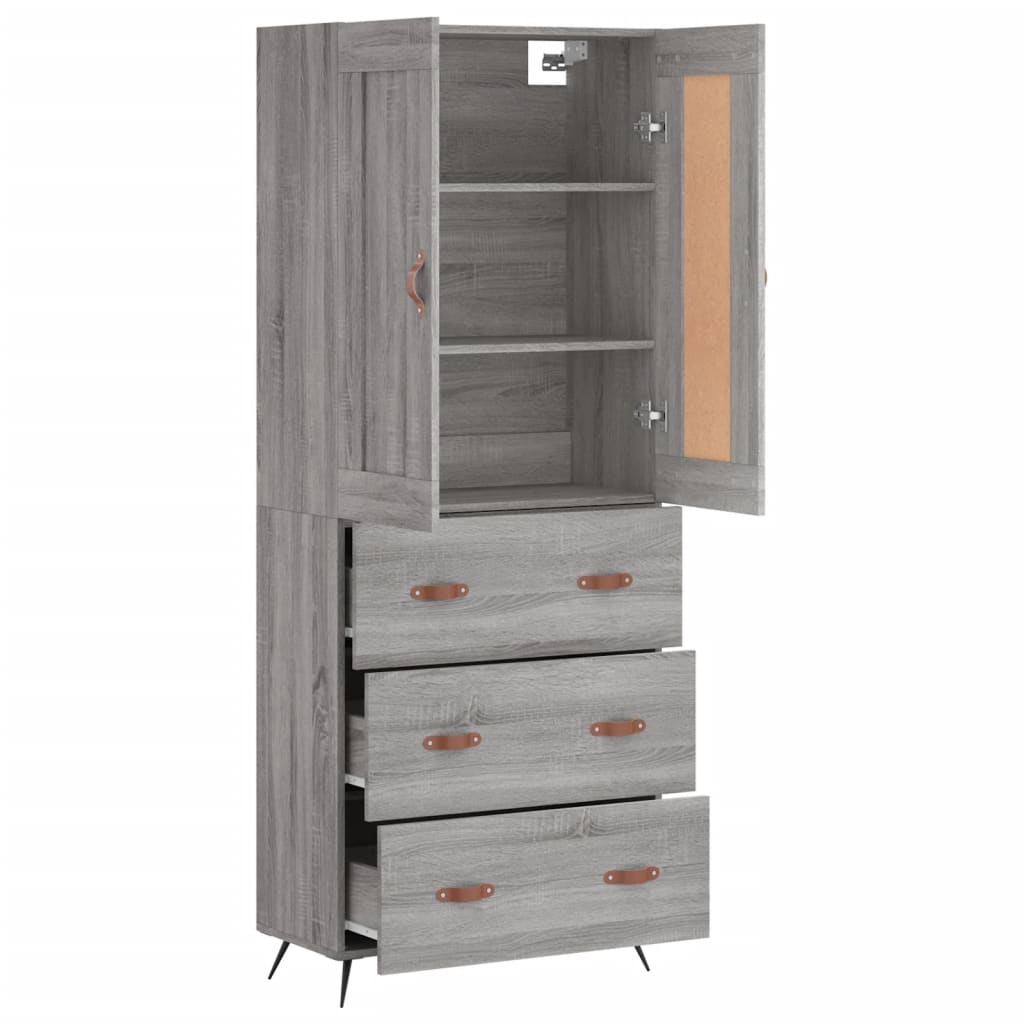 Highboard Grey Sonoma 69.5x34x180 cm Engineered Wood