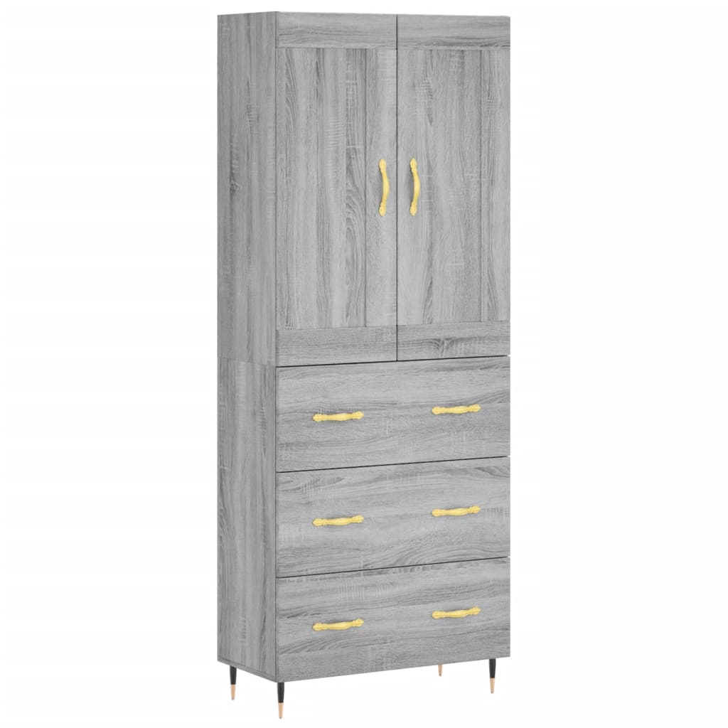 Highboard Grey Sonoma 69.5x34x180 cm Engineered Wood