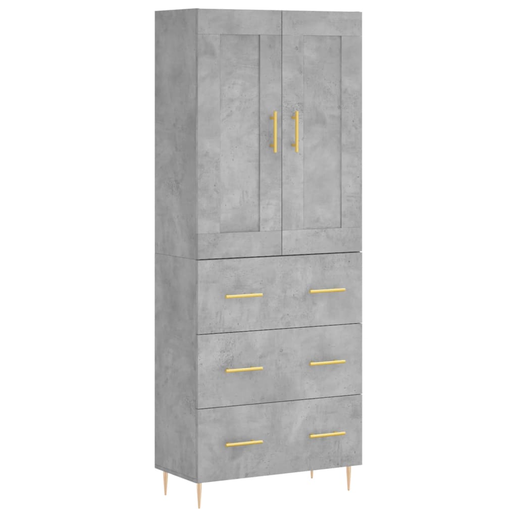 Highboard Concrete Grey 69.5x34x180 cm Engineered Wood