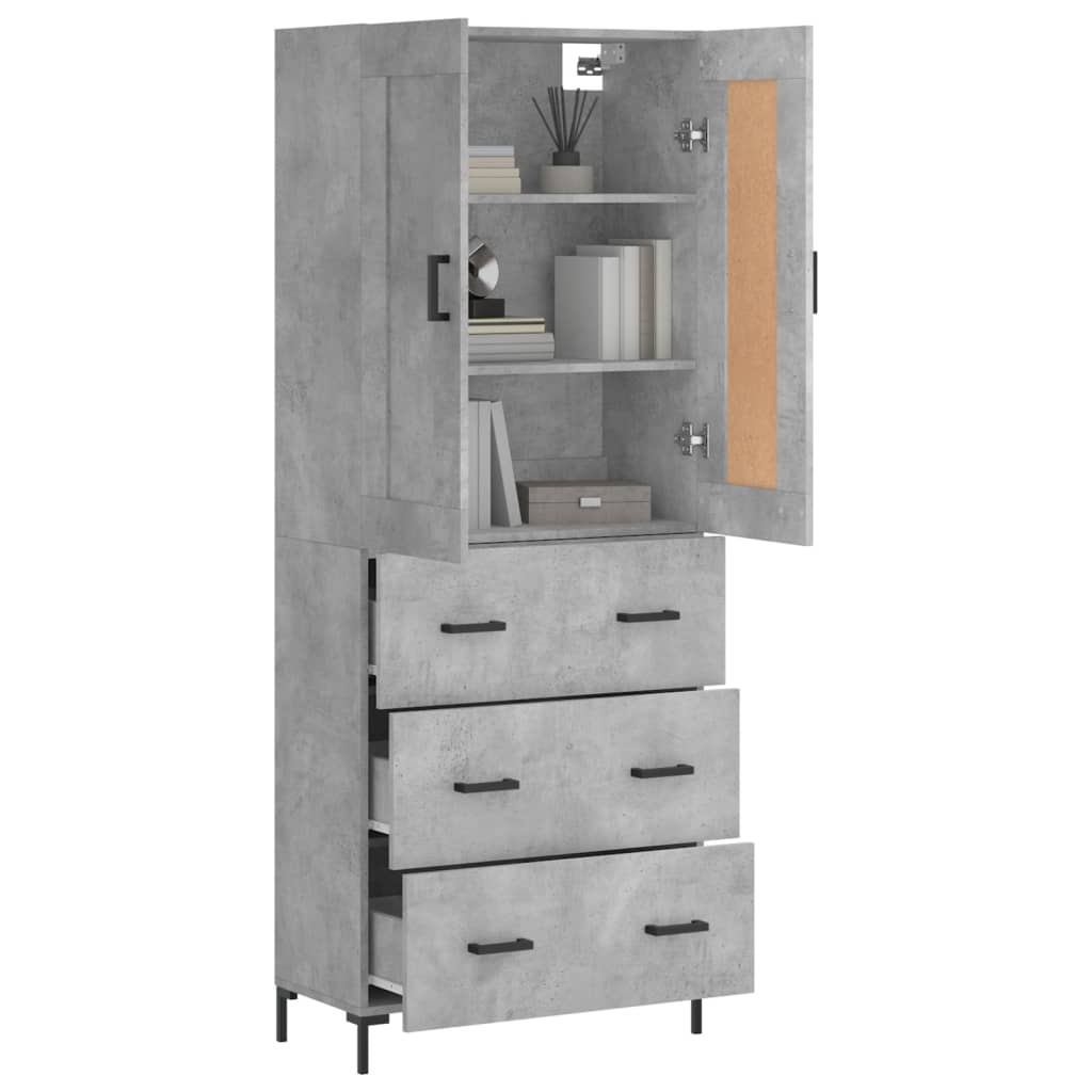 Highboard Concrete Grey 69.5x34x180 cm Engineered Wood