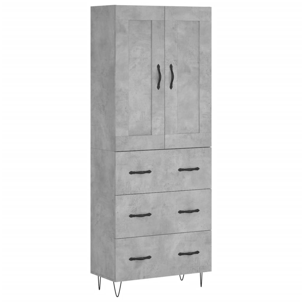 Highboard Concrete Grey 69.5x34x180 cm Engineered Wood