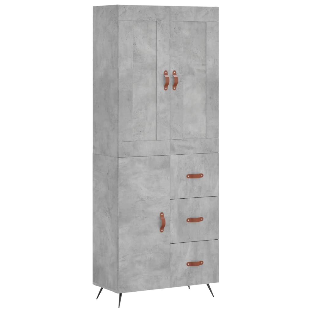Highboard Concrete Grey 69.5x34x180 cm Engineered Wood