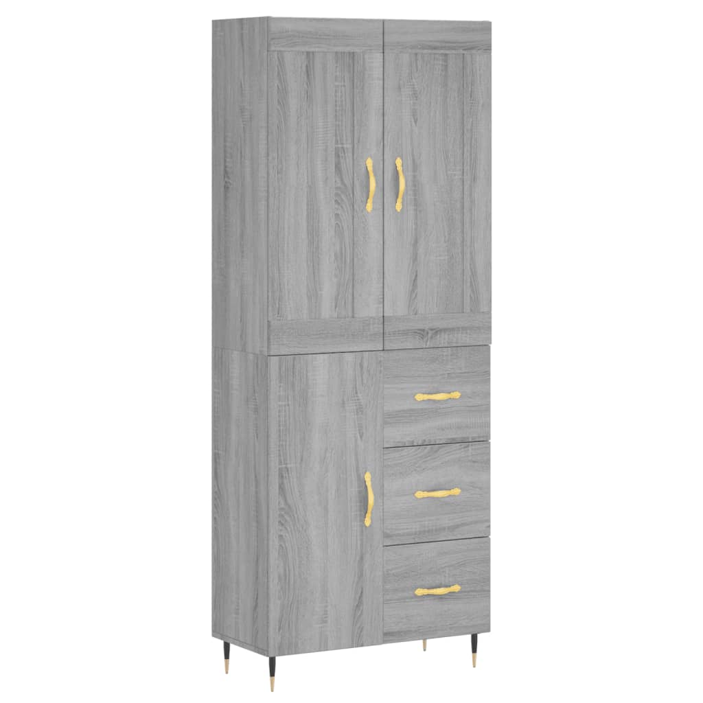 Highboard Grey Sonoma 69.5x34x180 cm Engineered Wood