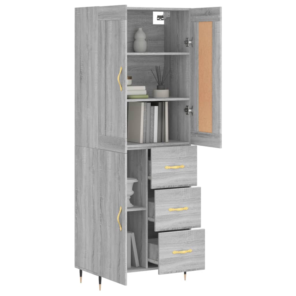 Highboard Grey Sonoma 69.5x34x180 cm Engineered Wood