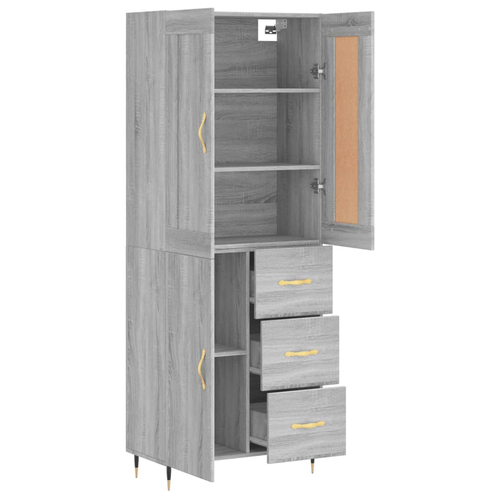 Highboard Grey Sonoma 69.5x34x180 cm Engineered Wood
