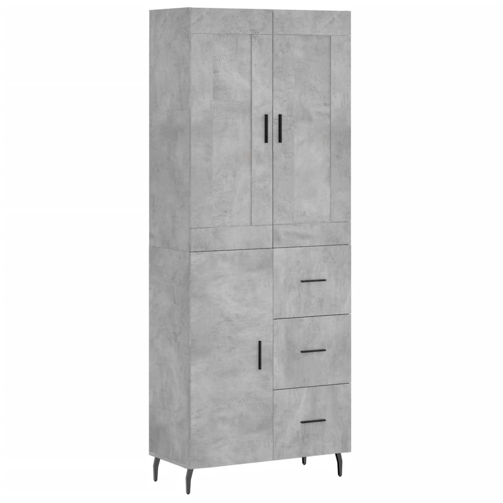 Highboard Concrete Grey 69.5x34x180 cm Engineered Wood