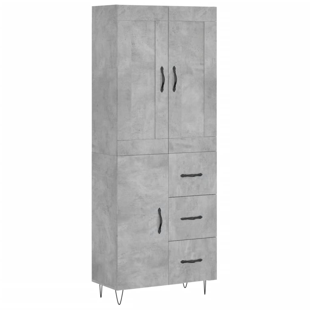 Highboard Concrete Grey 69.5x34x180 cm Engineered Wood