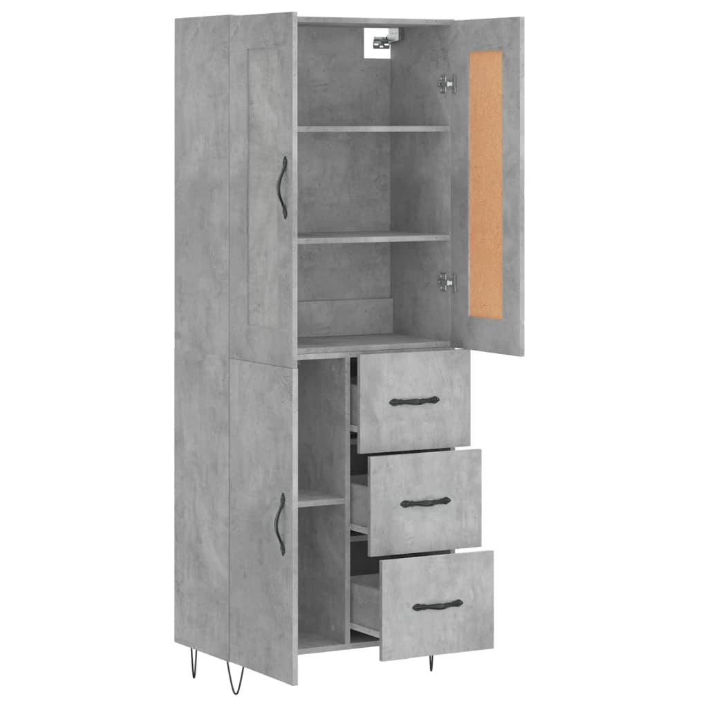 Highboard Concrete Grey 69.5x34x180 cm Engineered Wood