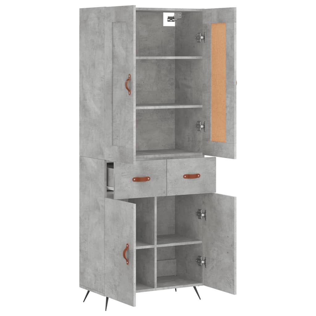 Highboard Concrete Grey 69.5x34x180 cm Engineered Wood
