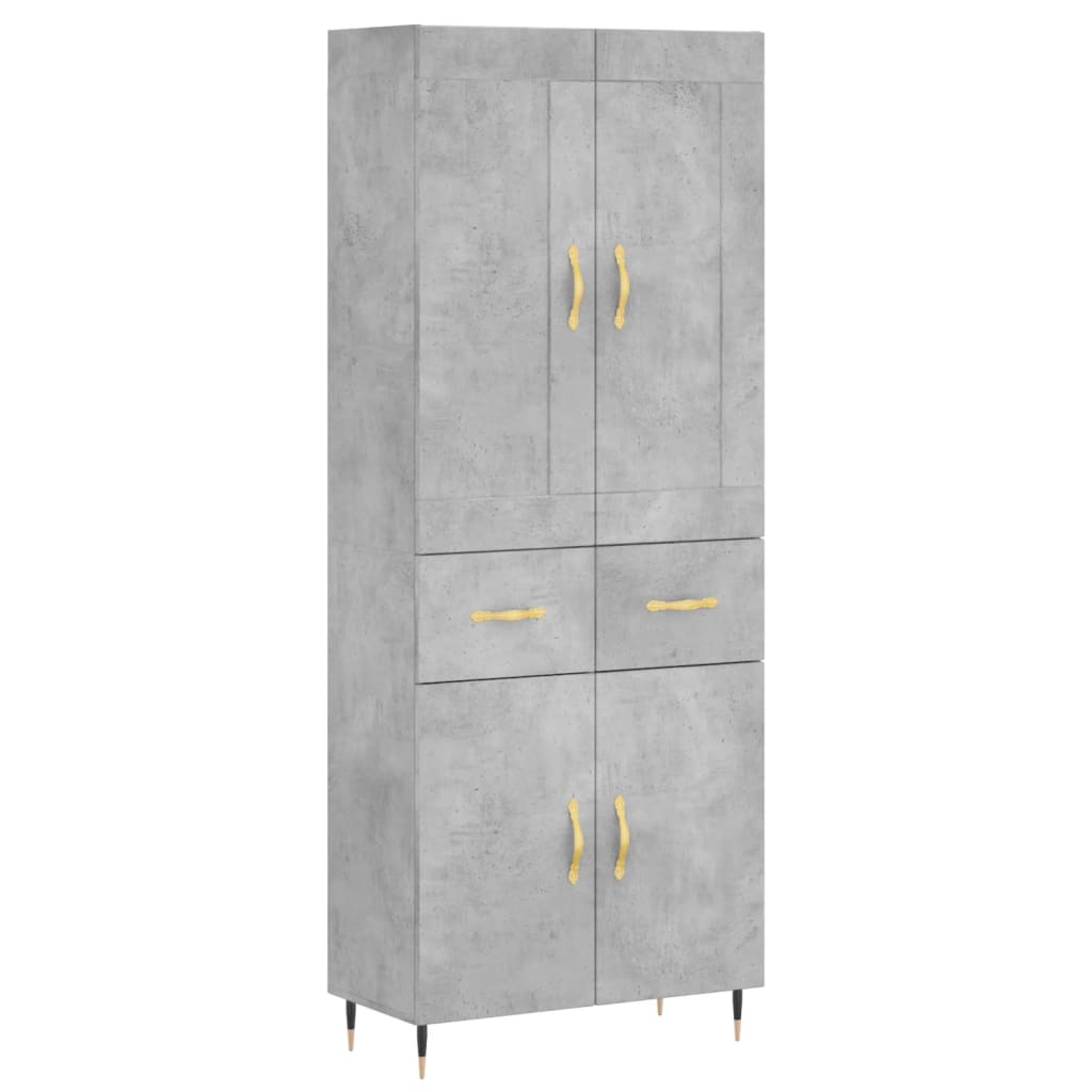 Highboard Concrete Grey 69.5x34x180 cm Engineered Wood