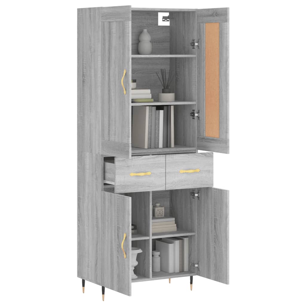 Highboard Grey Sonoma 69.5x34x180 cm Engineered Wood