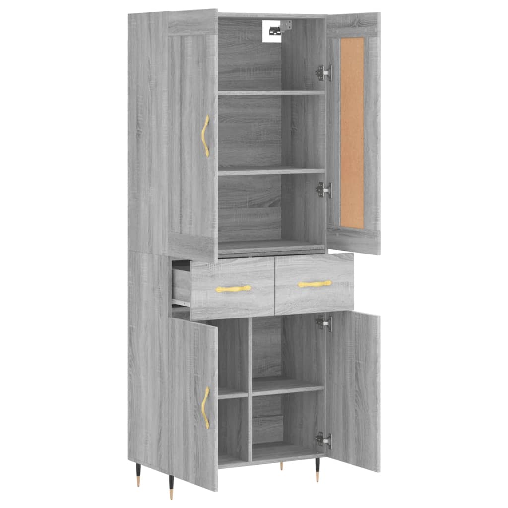 Highboard Grey Sonoma 69.5x34x180 cm Engineered Wood