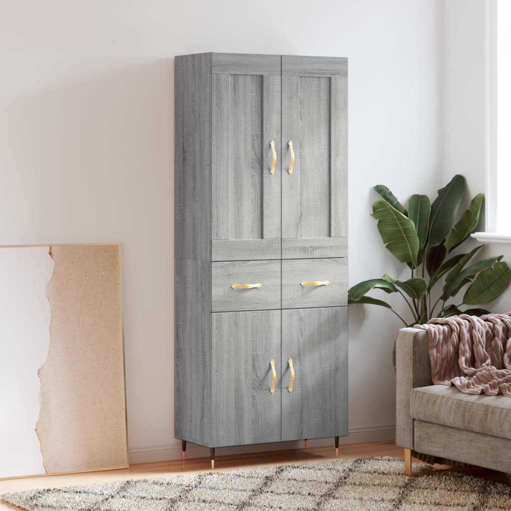 Highboard Grey Sonoma 69.5x34x180 cm Engineered Wood