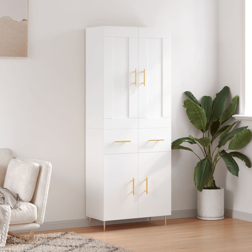 Highboard White 69.5x34x180 cm Engineered Wood