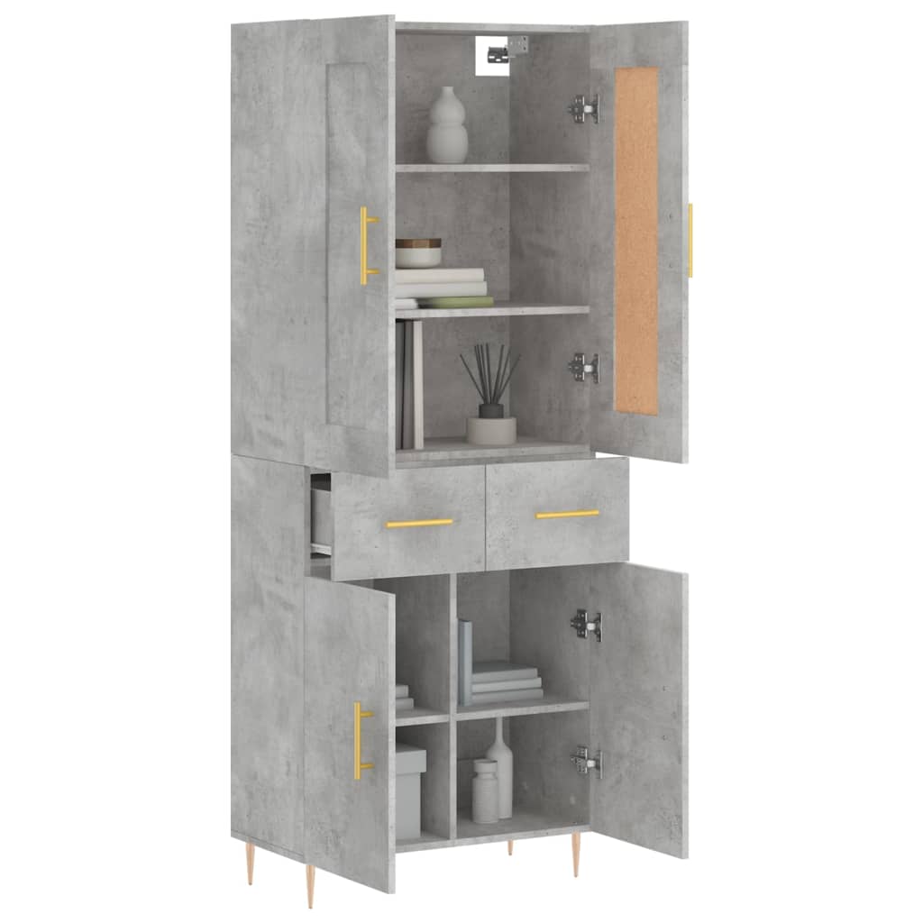 Highboard Concrete Grey 69.5x34x180 cm Engineered Wood