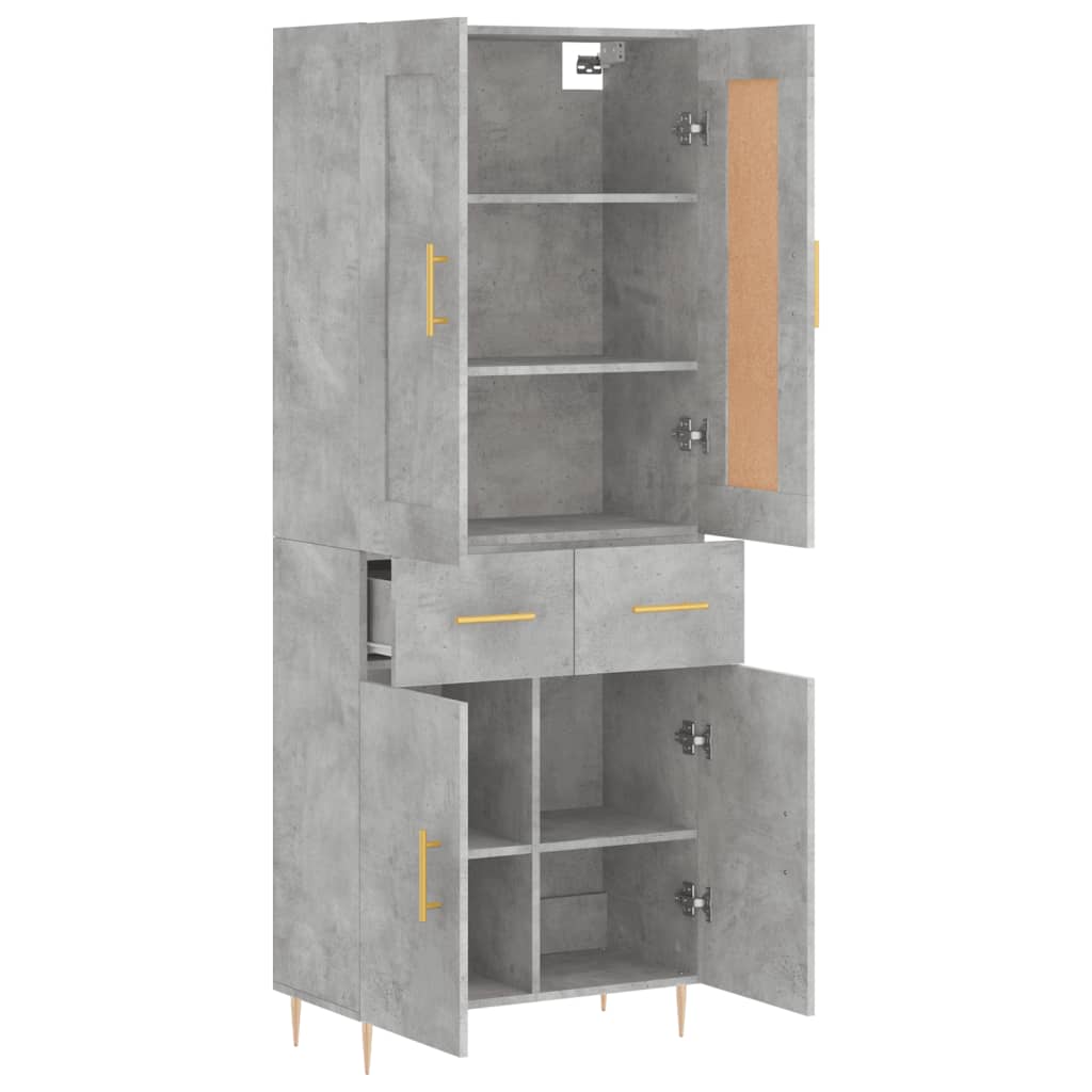 Highboard Concrete Grey 69.5x34x180 cm Engineered Wood