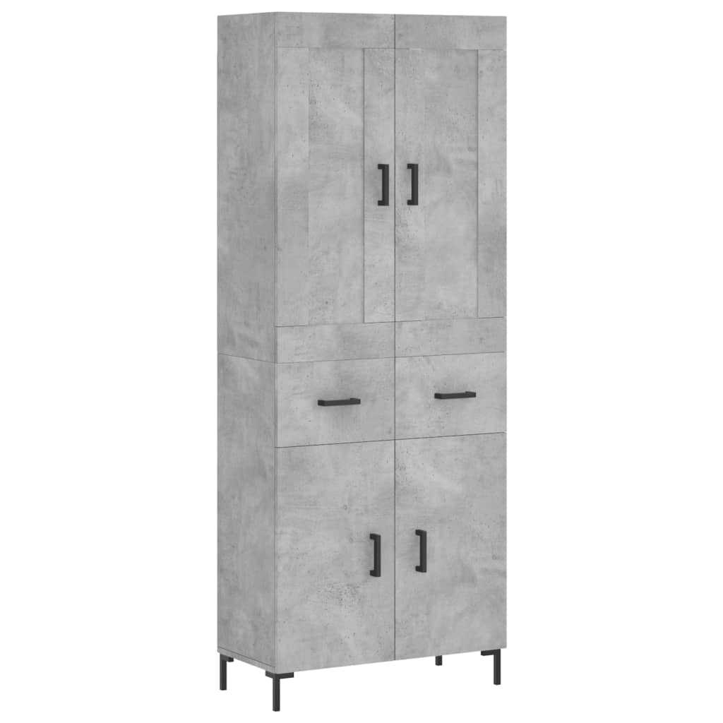 Highboard Concrete Grey 69.5x34x180 cm Engineered Wood