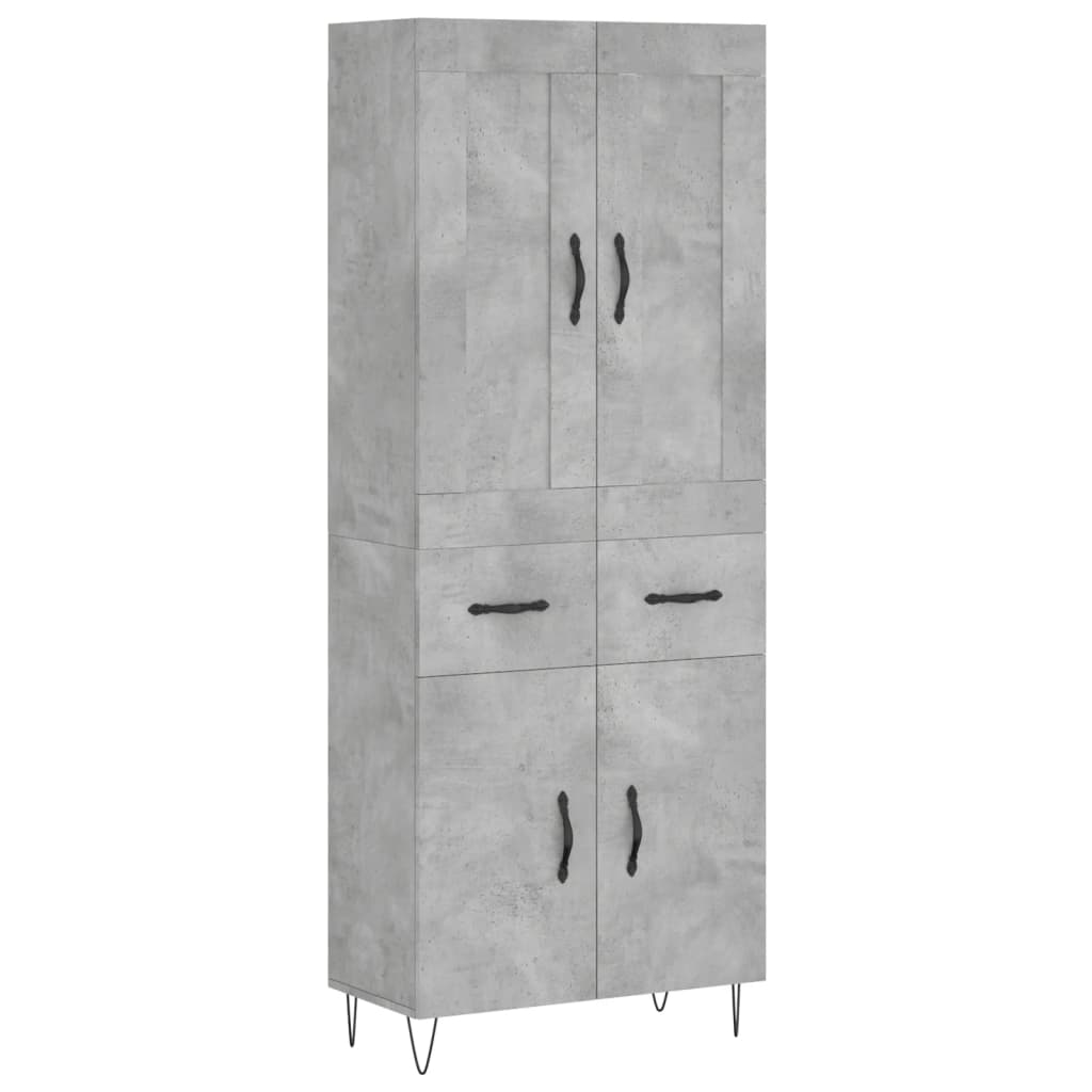Highboard Concrete Grey 69.5x34x180 cm Engineered Wood