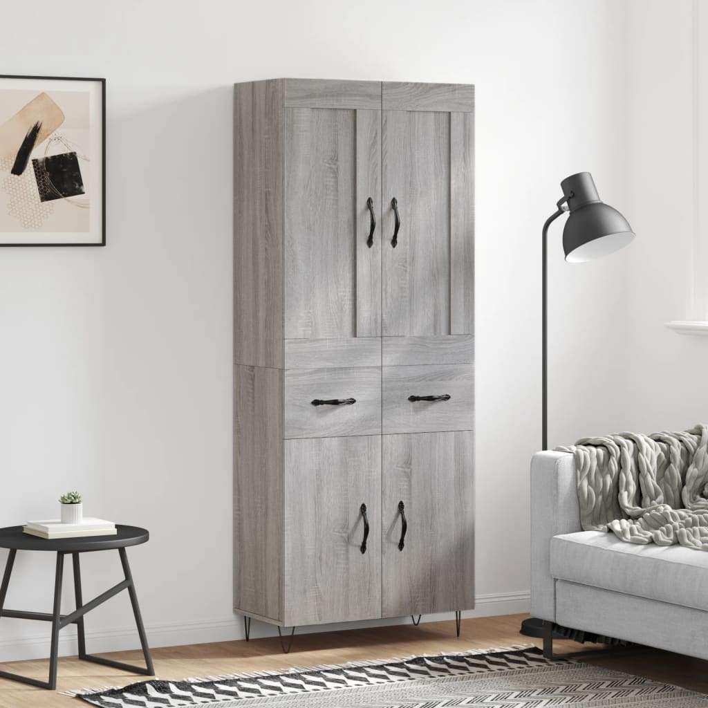 Highboard Grey Sonoma 69.5x34x180 cm Engineered Wood