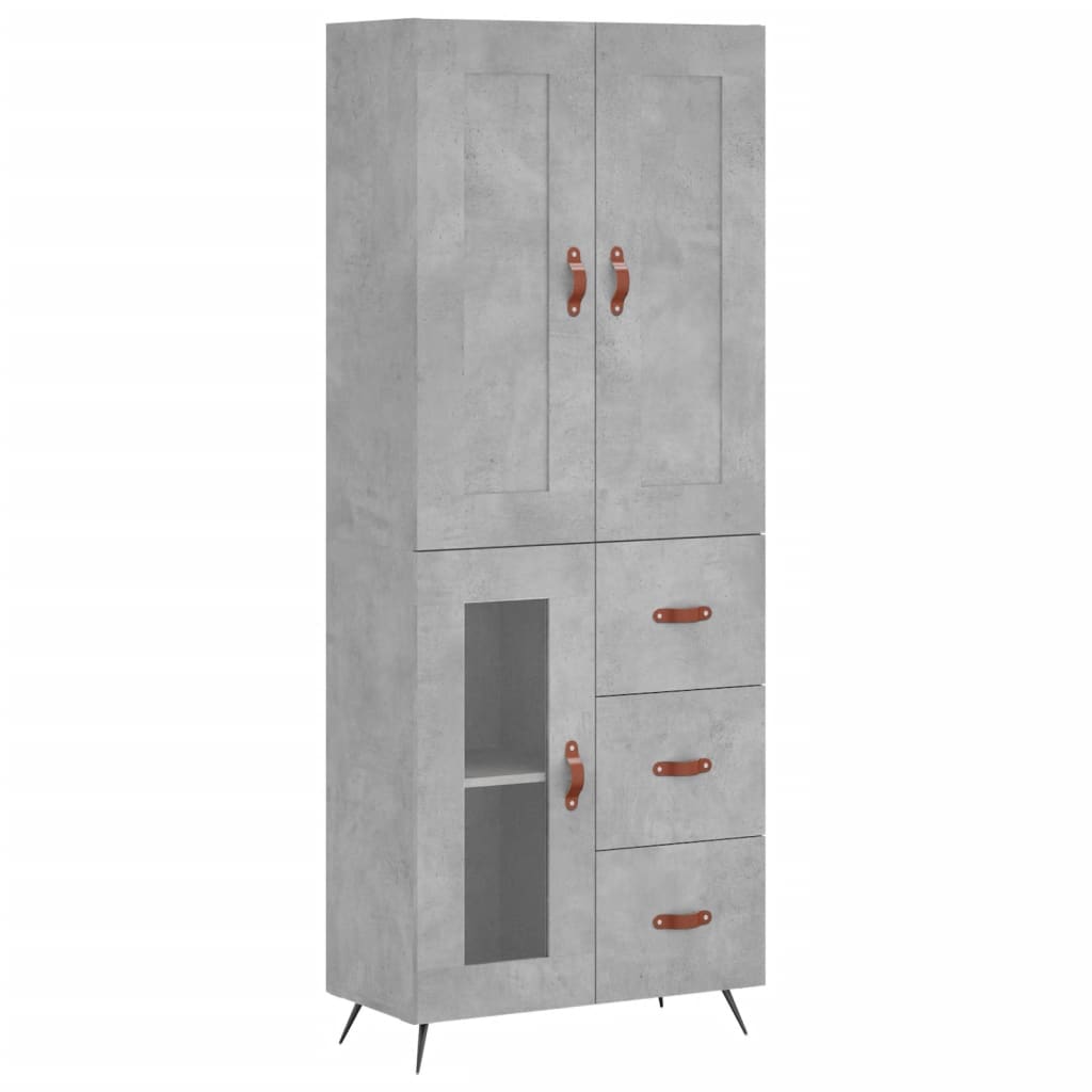 Highboard Concrete Grey 69.5x34x180 cm Engineered Wood