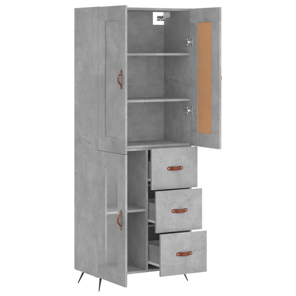 Highboard Concrete Grey 69.5x34x180 cm Engineered Wood
