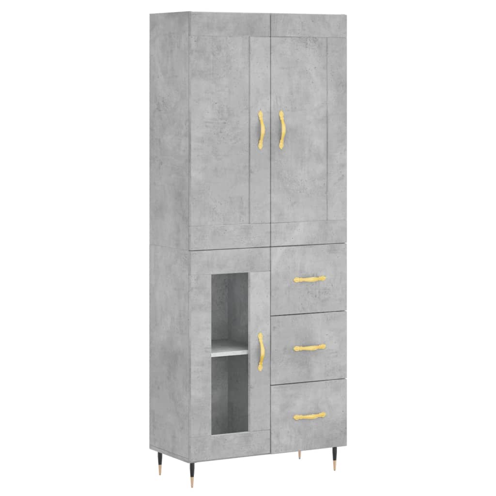 Highboard Concrete Grey 69.5x34x180 cm Engineered Wood