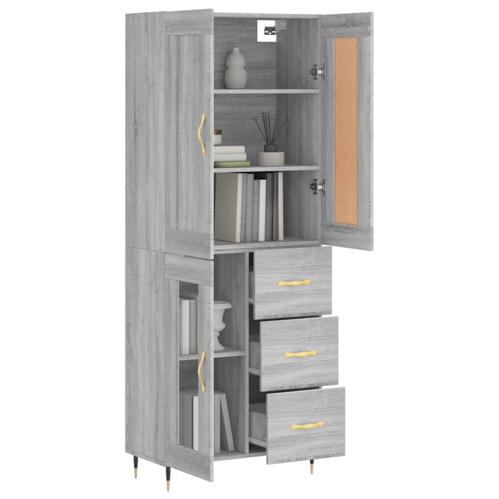 Highboard Grey Sonoma 69.5x34x180 cm Engineered Wood