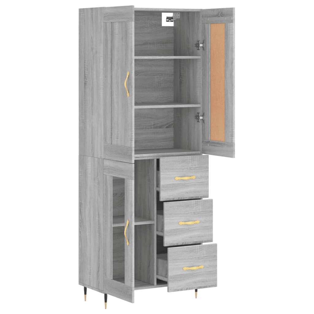 Highboard Grey Sonoma 69.5x34x180 cm Engineered Wood