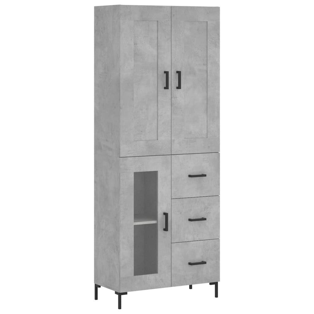 Highboard Concrete Grey 69.5x34x180 cm Engineered Wood