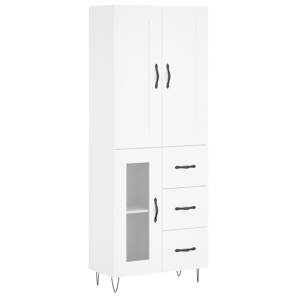 Highboard White 69.5x34x180 cm Engineered Wood
