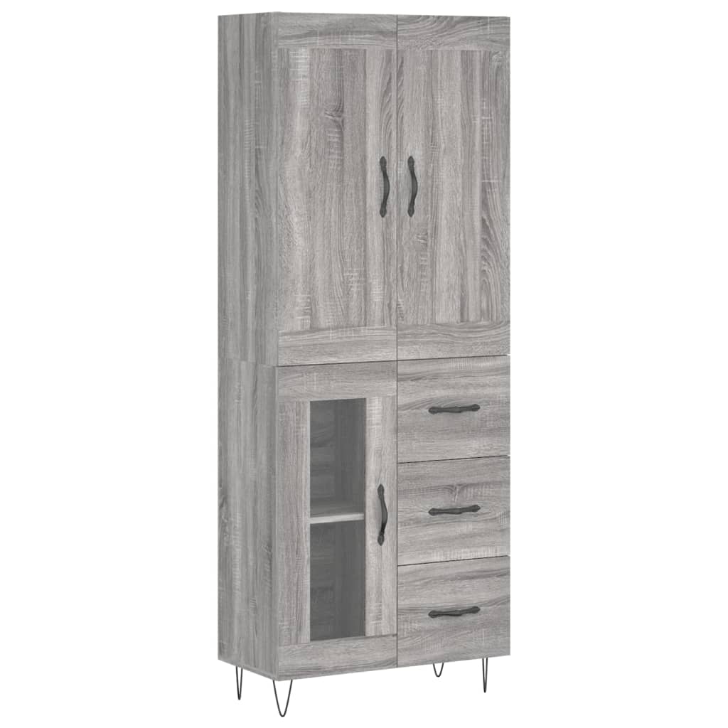 Highboard Grey Sonoma 69.5x34x180 cm Engineered Wood