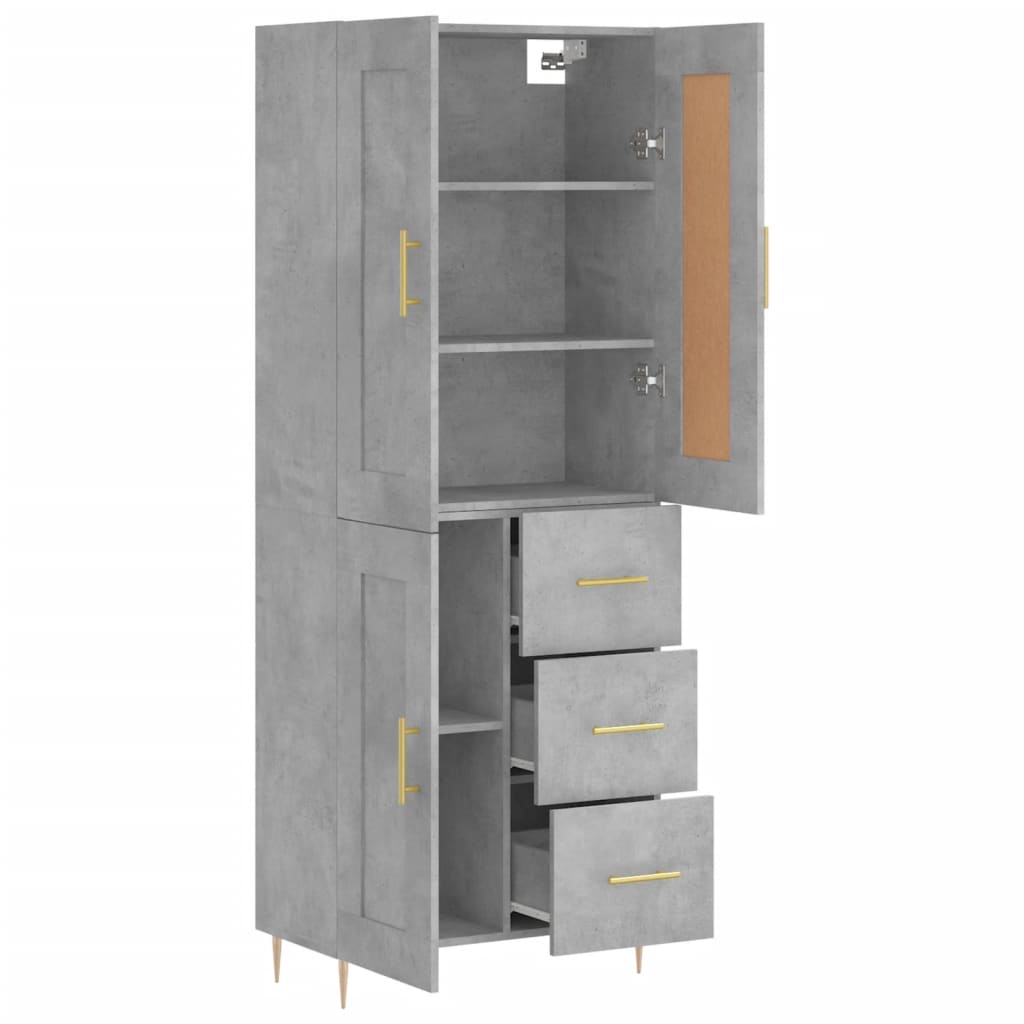 Highboard Concrete Grey 69.5x34x180 cm Engineered Wood