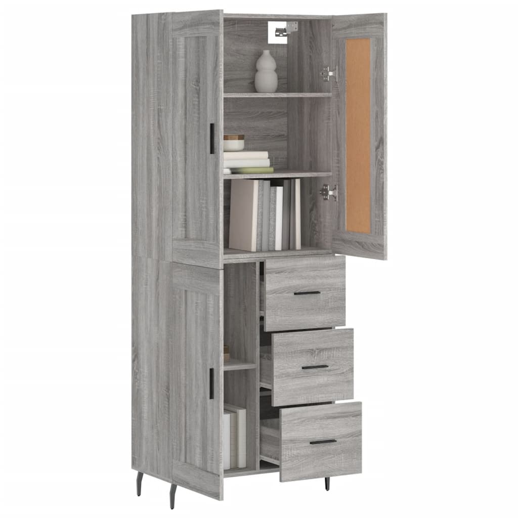 Highboard Grey Sonoma 69.5x34x180 cm Engineered Wood