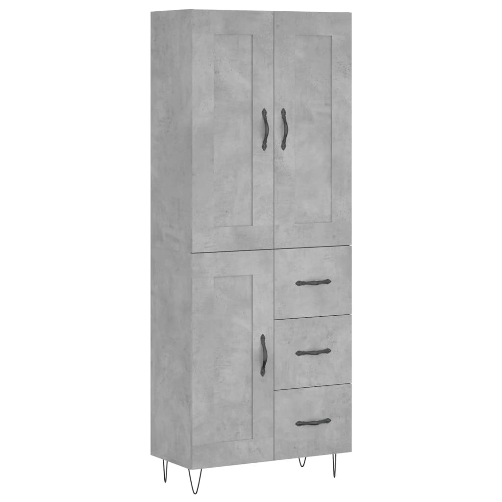 Highboard Concrete Grey 69.5x34x180 cm Engineered Wood