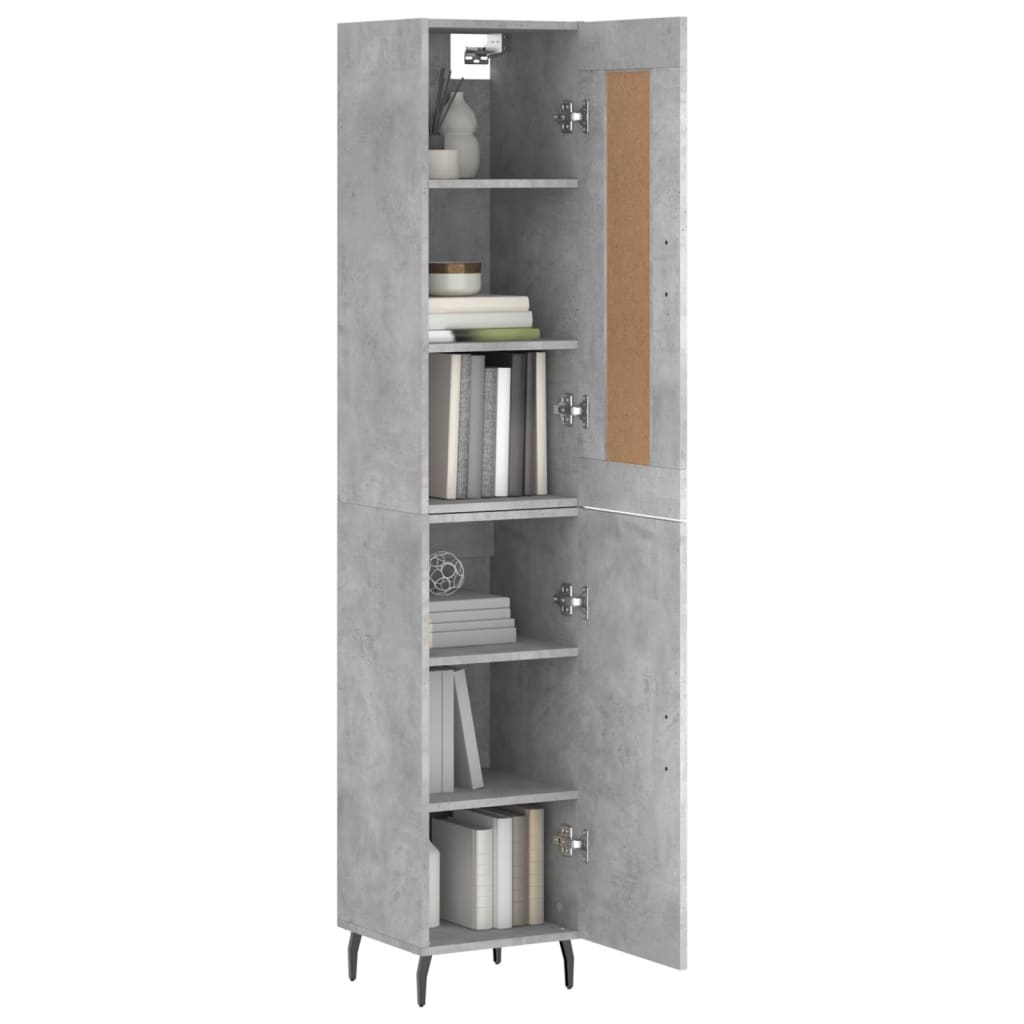 Highboard Concrete Grey 34.5x34x180 cm Engineered Wood