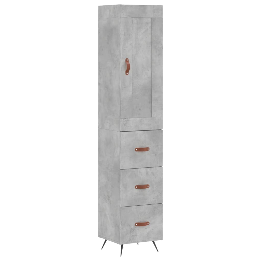 Highboard Concrete Grey 34.5x34x180 cm Engineered Wood
