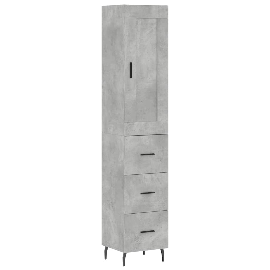 Highboard Concrete Grey 34.5x34x180 cm Engineered Wood