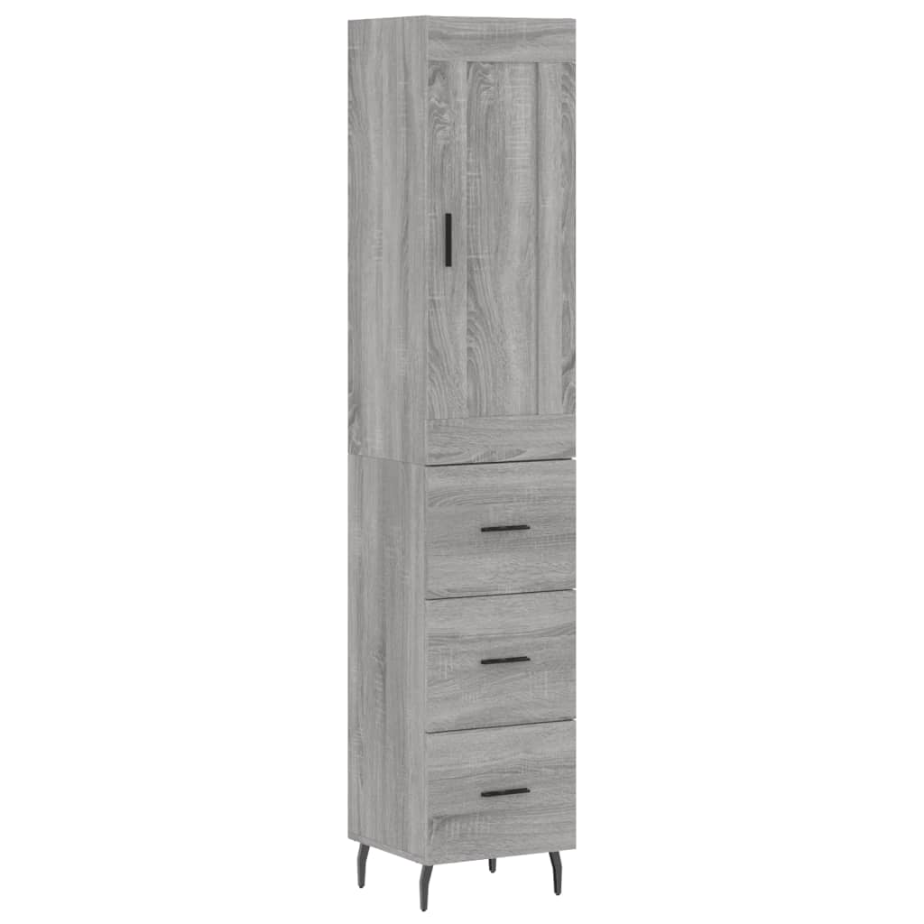 Highboard Grey Sonoma 34.5x34x180 cm Engineered Wood