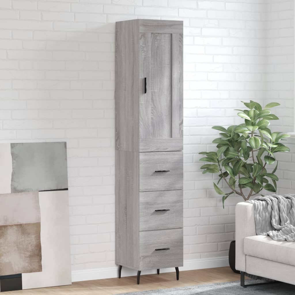 Highboard Grey Sonoma 34.5x34x180 cm Engineered Wood