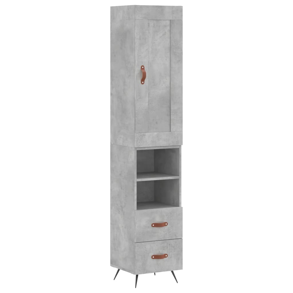 Highboard Concrete Grey 34.5x34x180 cm Engineered Wood