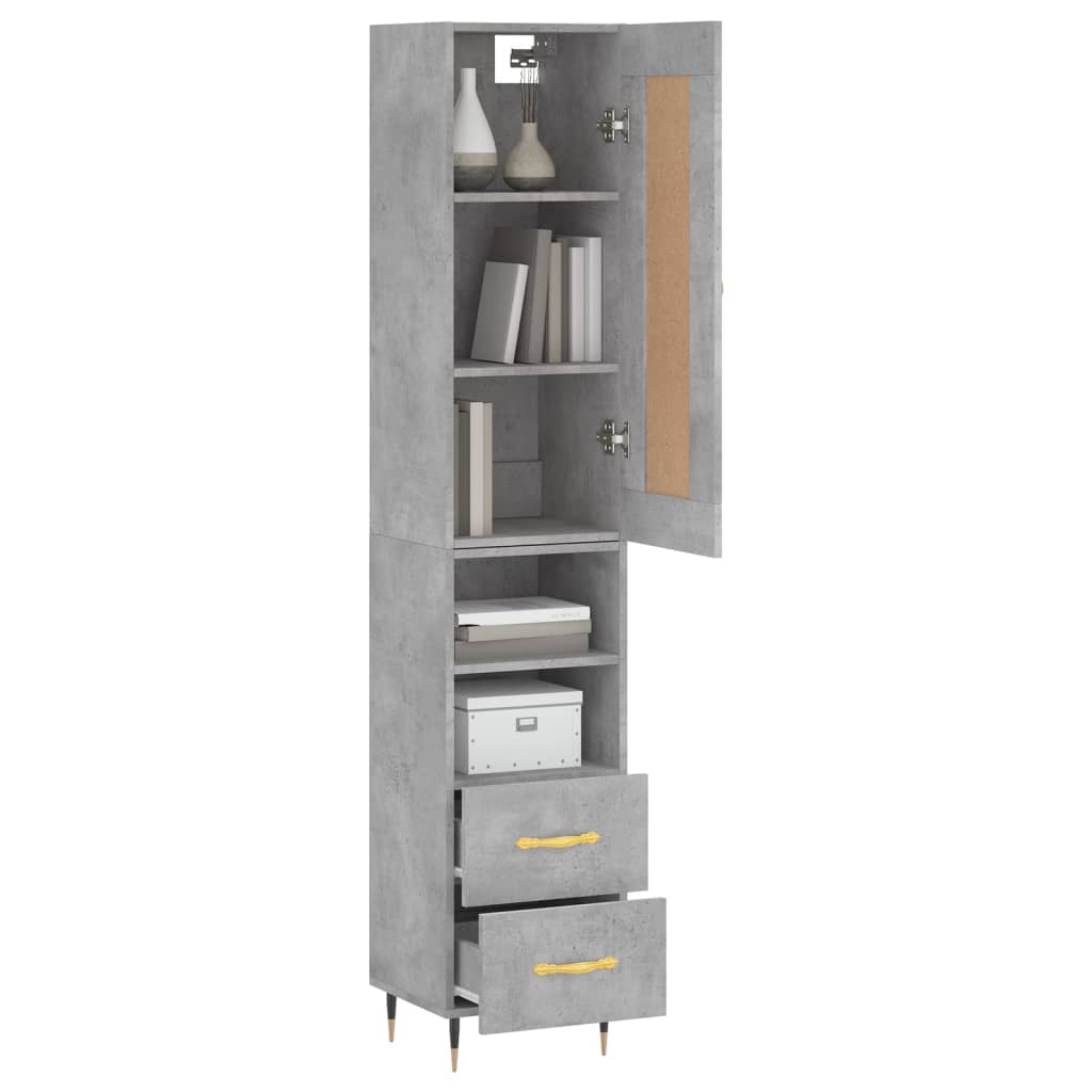 Highboard Concrete Grey 34.5x34x180 cm Engineered Wood