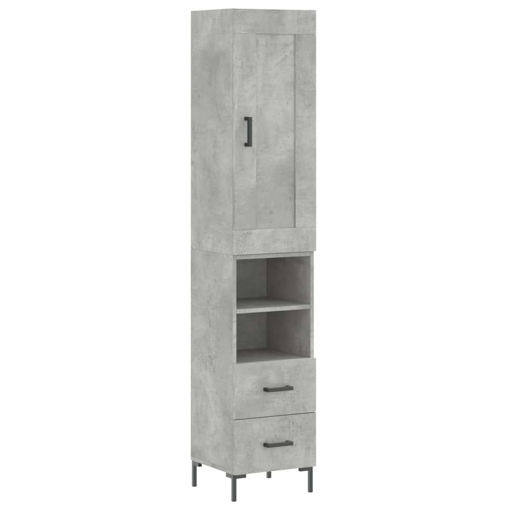 Highboard Concrete Grey 34.5x34x180 cm Engineered Wood
